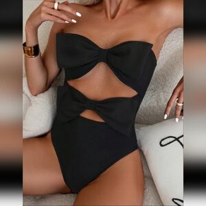 Black Bow One-Piece Swimsuit